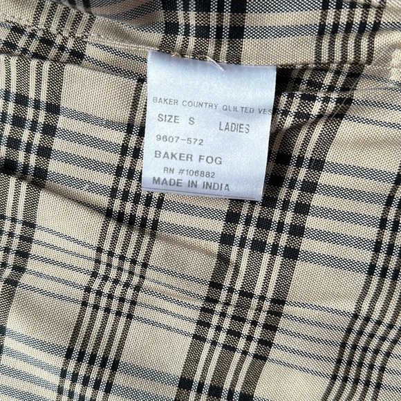 NWT Baker Country Quilted Tan Plaid Vest size S - Picture 3 of 9